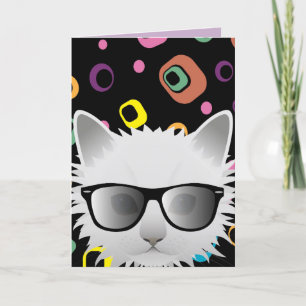 GATO DE HIPSTER CON VIDRIO DE SOL TARJETAS DE CUMP