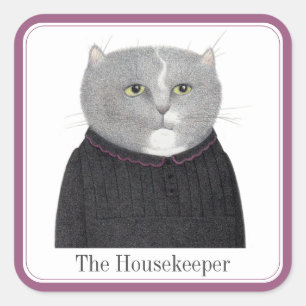 GATO DE HOUSEKEEPER Grandes Pegatinas Cuadrados +