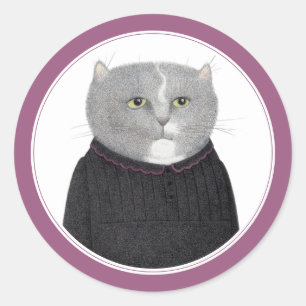 GATO DE HOUSEKEEPER Pequeños Pegatinas redondos