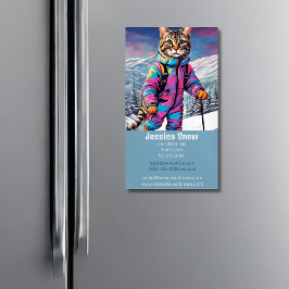 Gato de invierno jazzy - tarjeta de visita magnéti