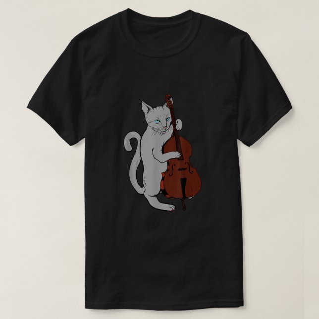 Gato de jazz tocando música Guay de camiseta azul  (Diseño del anverso)