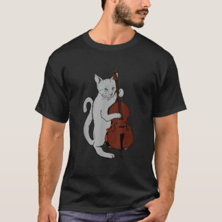 Gato de jazz tocando música Guay de camiseta azul 