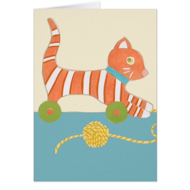 Gato de juguete a rayas con bola de cuerda (Frente)