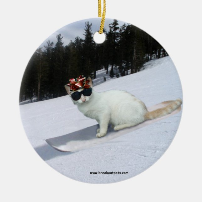 Gato de la diversión en un ornamento del día de (Frente)