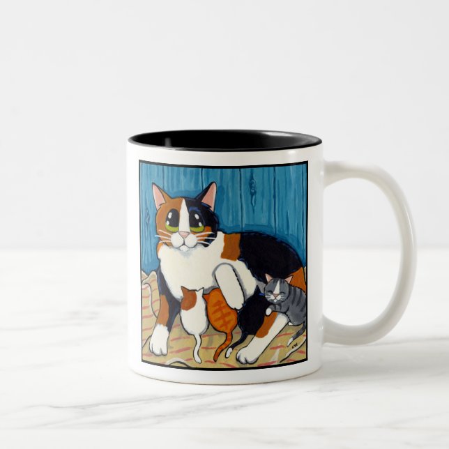 Gato de la mamá el | y taza sustitutos del arte de (Derecha)