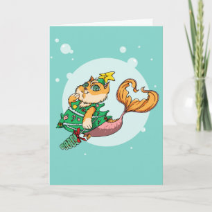 Gato de la sirena del navidad