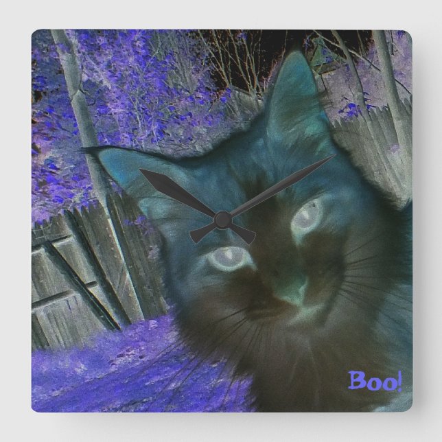 Gato de la sombra en reloj de pared Amethyst (Anverso)