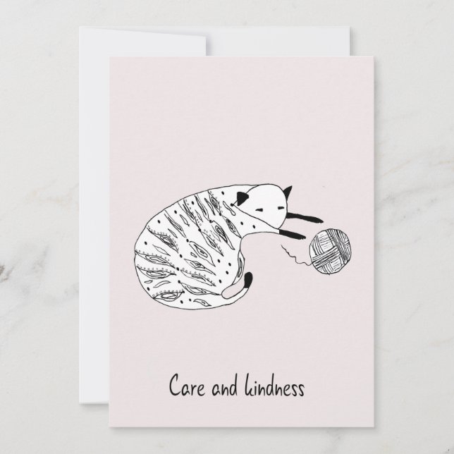 Gato de la tarjeta de saludo de animación rosa dib (Anverso)