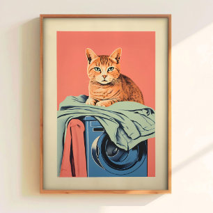 Gato de Lavandería Impresión Rosa Baño Impresiones
