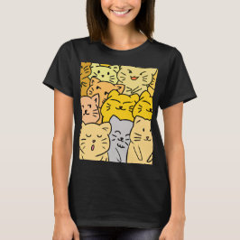 Gato de multitud lindo para camiseta de mujer para