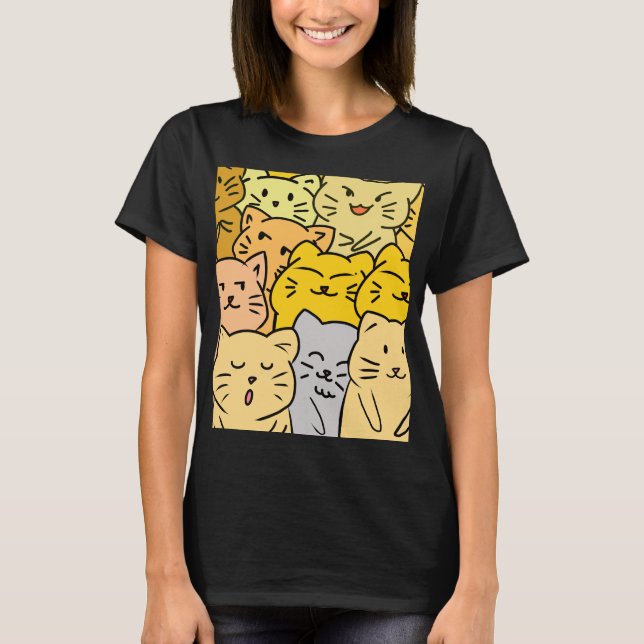 Gato de multitud lindo para camiseta de mujer para (Anverso)