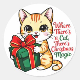 Gato de Navidad Adorable Calcomanía de Vacaciones