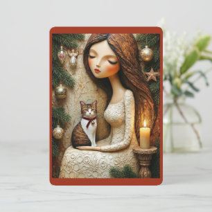 Gato de Navidad Caprichoso Tarjeta Plana de Doncel