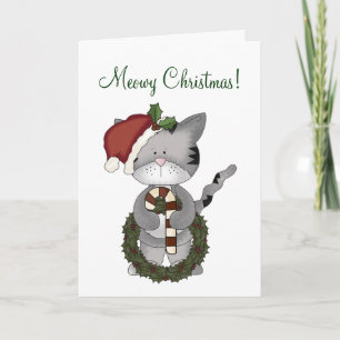 Gato de navidad con coraje de guirnalda + cano-hum