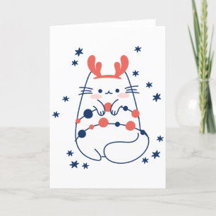 Gato de Navidad con Cuernos y Luces BLANK