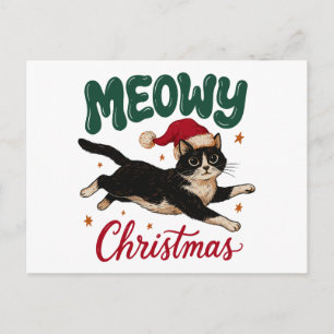 Gato de Navidad con Esmoquin Saltando con Sombrero