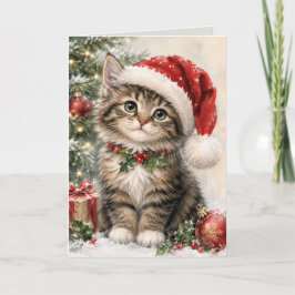 Gato de Navidad con Gorro de Santa