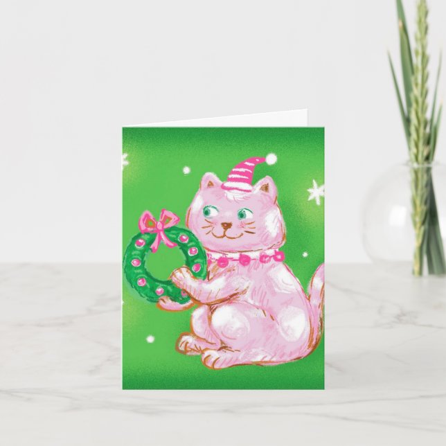 Gato de Navidad de Dibujos Animados Adorable Soste (Anverso)