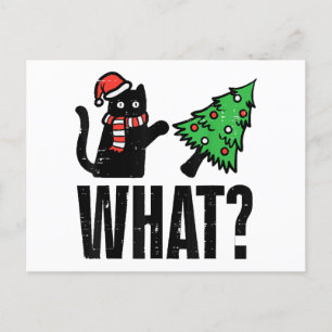 Gato de Navidad derribando árbol de Navidad divert