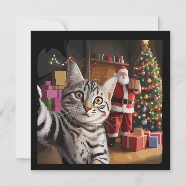 Gato de Navidad Selfie con Papá Noel Fiesta Navide (Anverso)