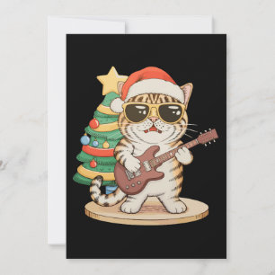 Gato de Navidad tocando guitarra Rock Jazz Sombrer