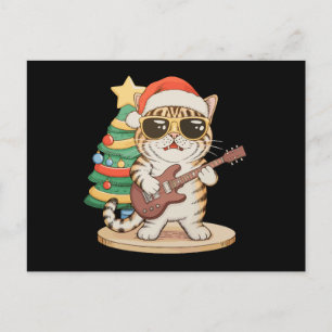 Gato de Navidad tocando guitarra Rock Jazz Sombrer