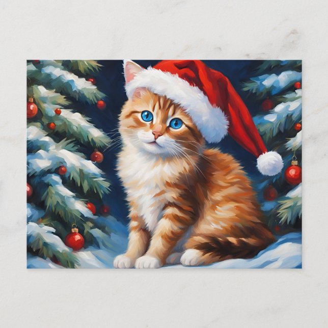 Gato de Navidad y árbol de Navidad  (Anverso)