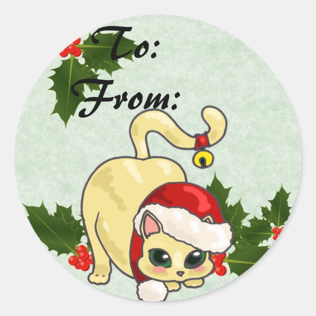Gato de navidades a y de Pegatinas (Anverso)