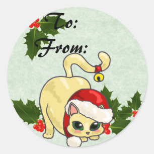 Gato de navidades a y de Pegatinas