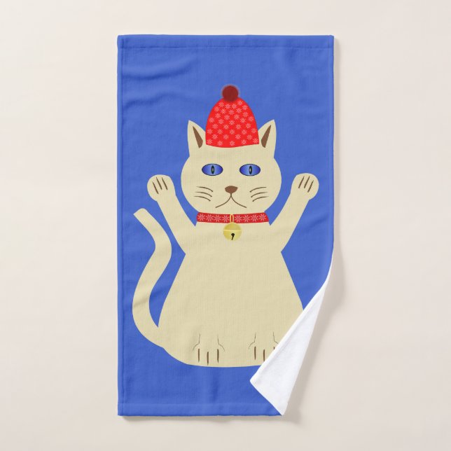 Gato de Navidades de corte (Toalla de mano)