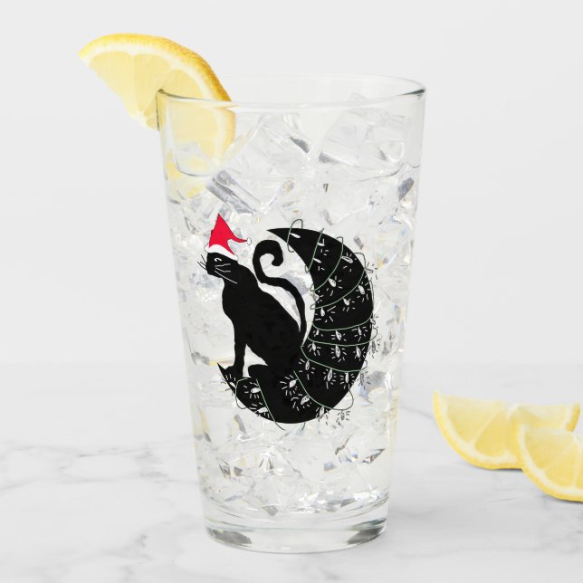 Gato de navidades en la luna bebiendo vidrio (Anverso (hielo))