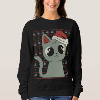 Gato de Navidades graciosos de suéter