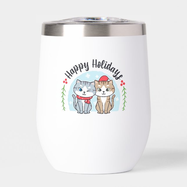 Gato de Navidades lindo Feliz feriado (Frente)