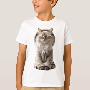 Gato de niños con suéter esponjoso meditando acoge