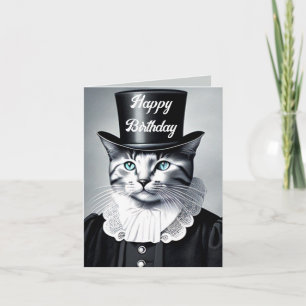 Gato de ojos azules en una tarjeta de galera