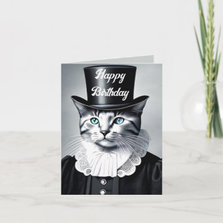 Gato de ojos azules en una tarjeta de galera