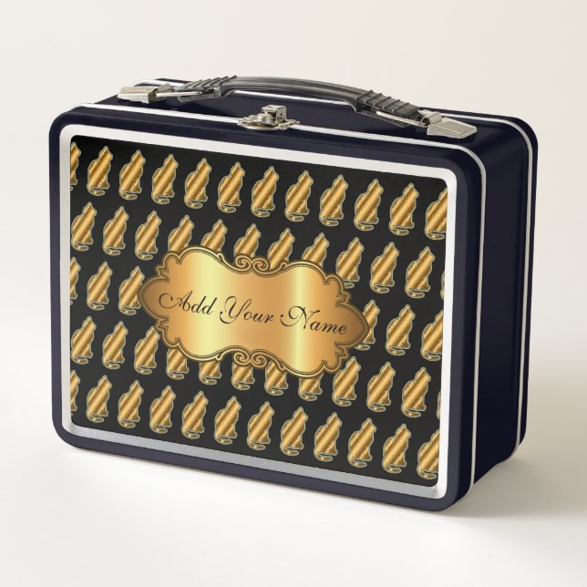 Gato de oro moderno de lujo agrega tu texto (Anverso)