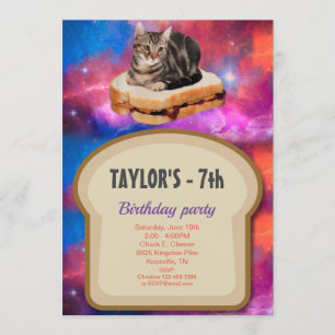 Gato de pan hogado en invitación al espacio