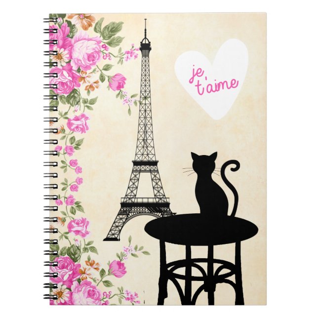 Gato de París Je T'aime y cuaderno de la torre (Frente)