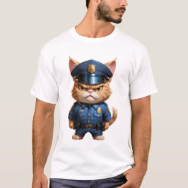 Gato de policía enojado lindo divertido camiseta d