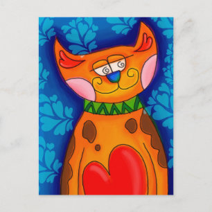 Gato de postal del corazón