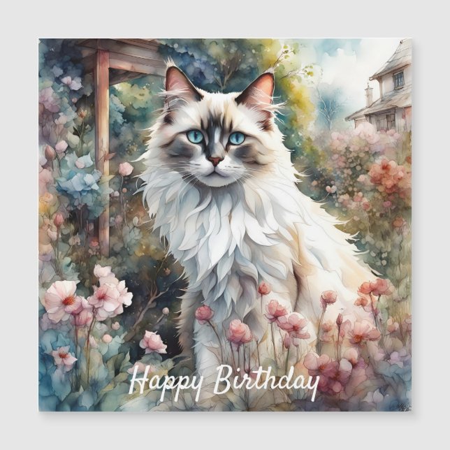 Gato de Ragdoll en inglés Garden Birday (Anverso)
