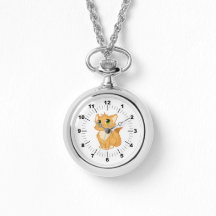 Gato de reloj de collar de plata