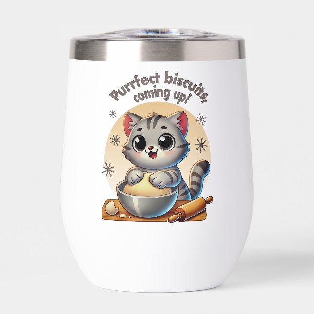 Gato de rodillas "Procure galletas, venga" (Frente)