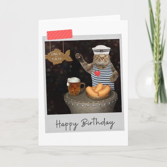 Gato De Sailor En La Funny Tarjeta De Cumpleaños D (Anverso)