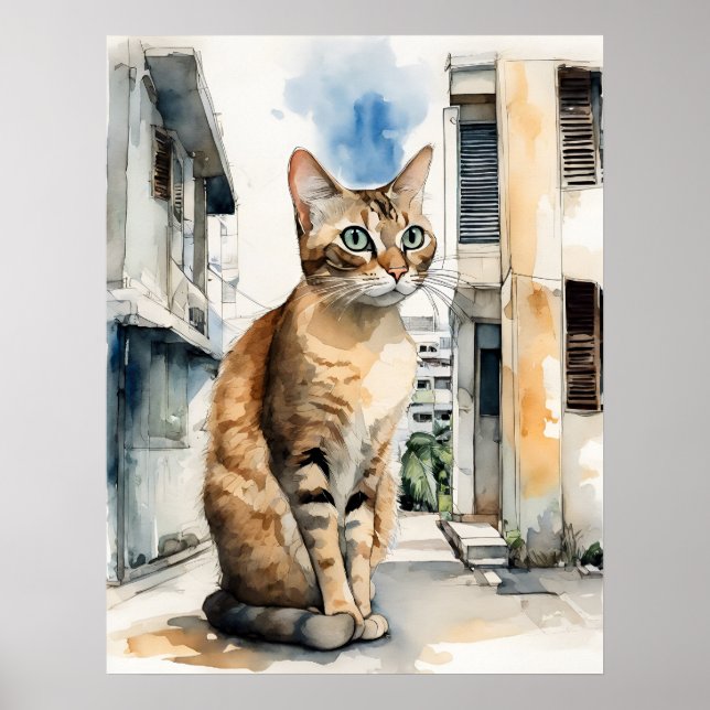 Gato de Singapur - Dibujo de arte para gatos (Frente)