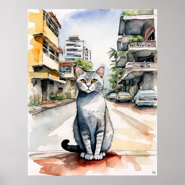 Gato de Singapur - Dibujo de arte para gatos (Frente)