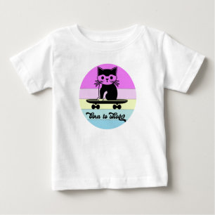 Gato de Skateboarding nacido en camiseta de Skate