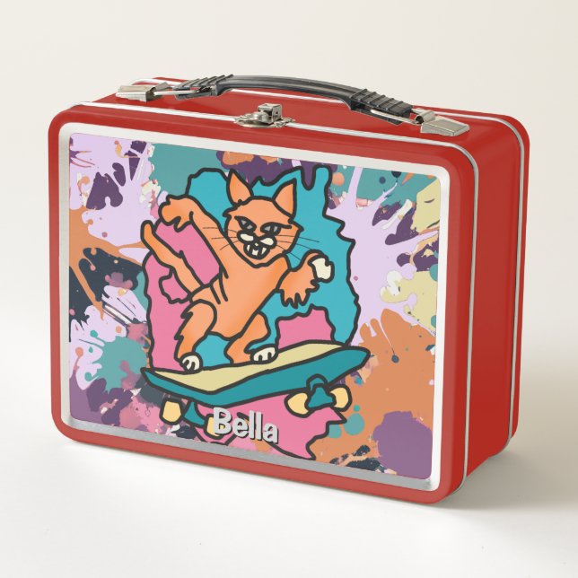 Gato de Street Retro en Skateboard | Divertido (Anverso)