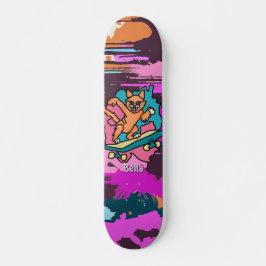 Gato de Street Retro en Skateboard | Divertido